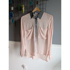 BCB Generation sheer long sleeve hi-low blouse size medium